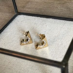 Lulu Frost gold and pave deco stud earrings